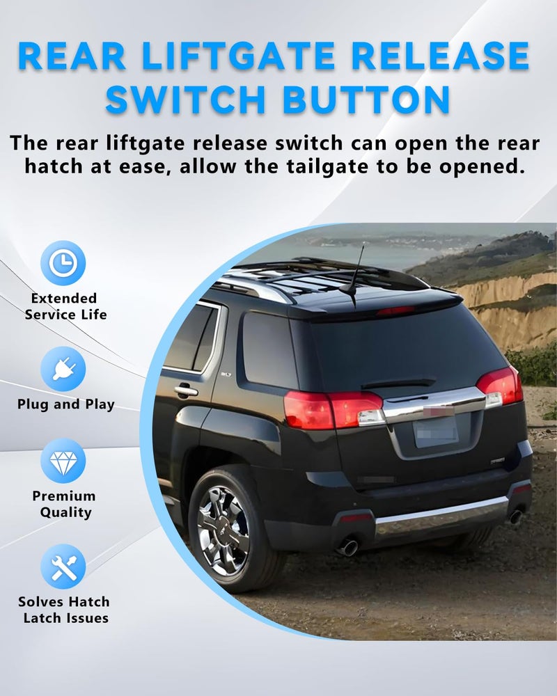 VANKUB 22862011 OEM, Rear Liftgate Trunk Hatch Release Switch for GMC Terrain Chevy Equinox 2010 2011 2012 2013 2014 2015 2016 2017, Replace Rear Liftgate Release Switch Button - Image 2
